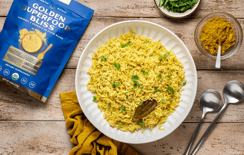 A Golden Spiced Coconut Rice Recipe Boosted With Superfoods
