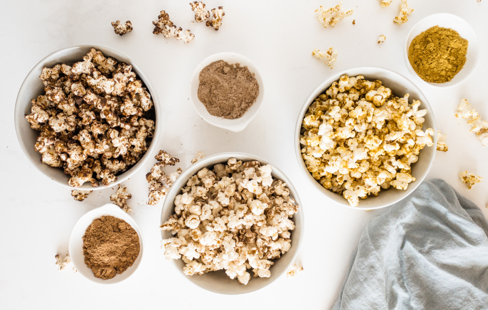 Healthy Blissed Out Superfood Popcorn 3 Ways