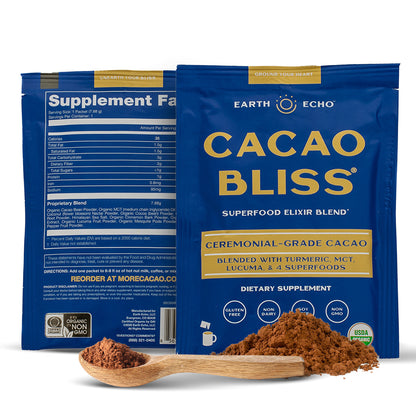 Cacao Bliss 1 Pouch + Cacao Travel Packs 1 Box + Cacao Lover's Cookbook